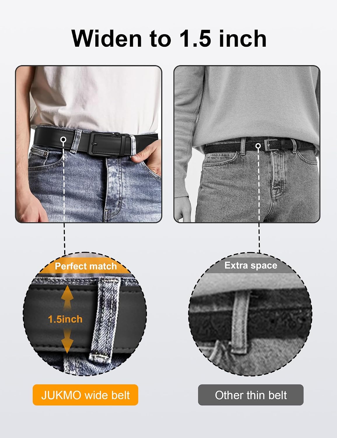 Detalle 2 de JUKMO 1.5" (38 mm) Leder-Ratschengürtel für Männer in Geschenkbox