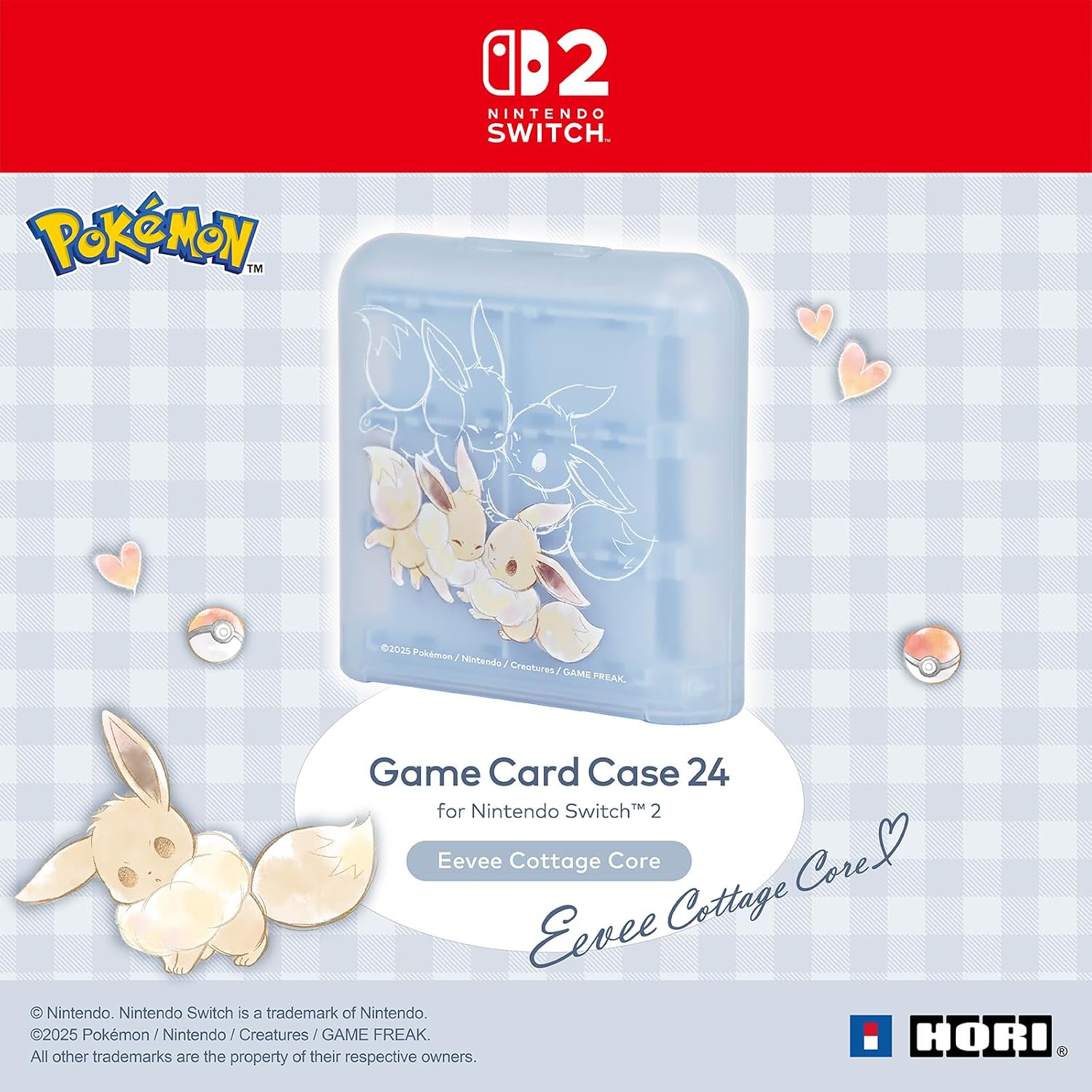 Detalle de HORI 24-Game Card Case Eevee Cottage Core för Nintendo Switch 2, 24 spelkort