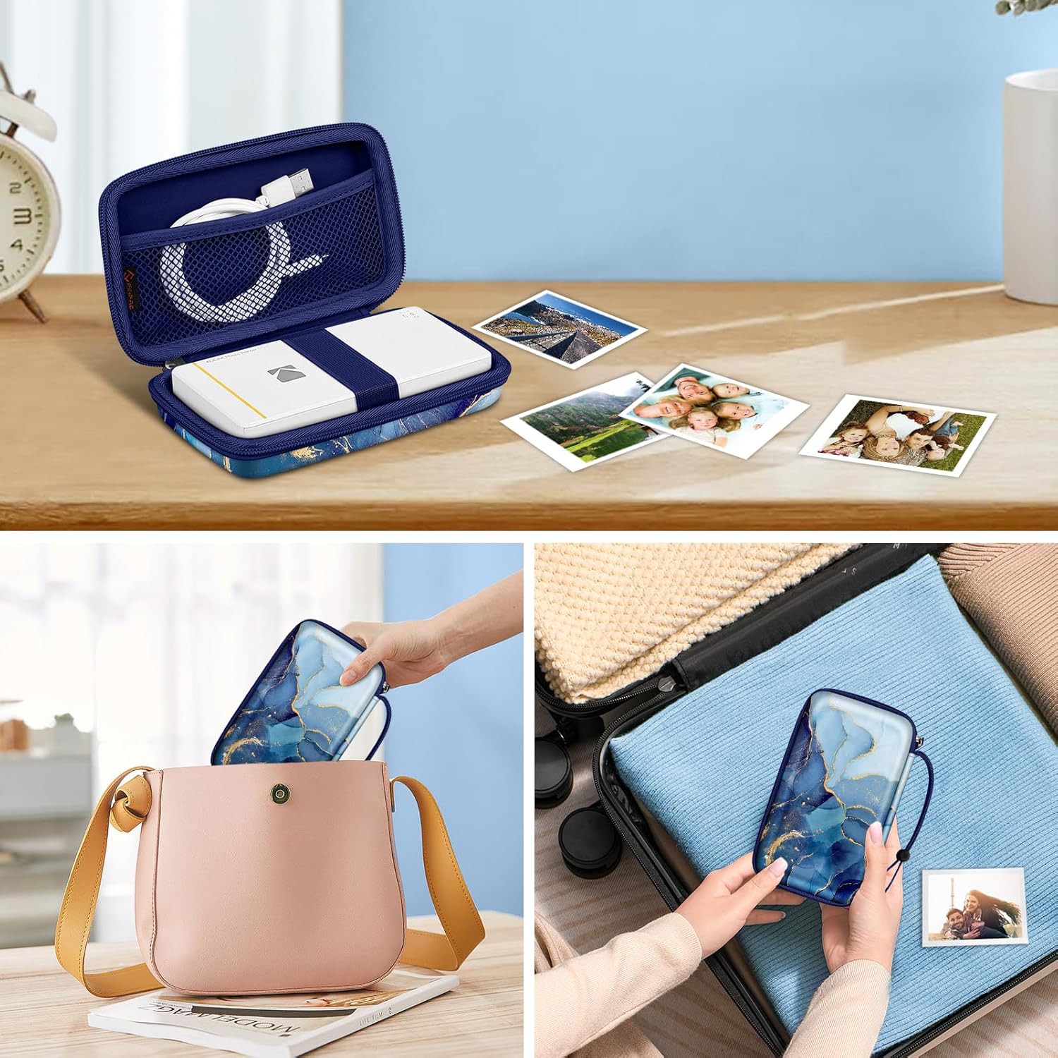 Thumbnail 5 de FINTIE Hartschalen-Tasche für Kodak Mini 2 & weitere Fotodrucker – Ozean Marmor