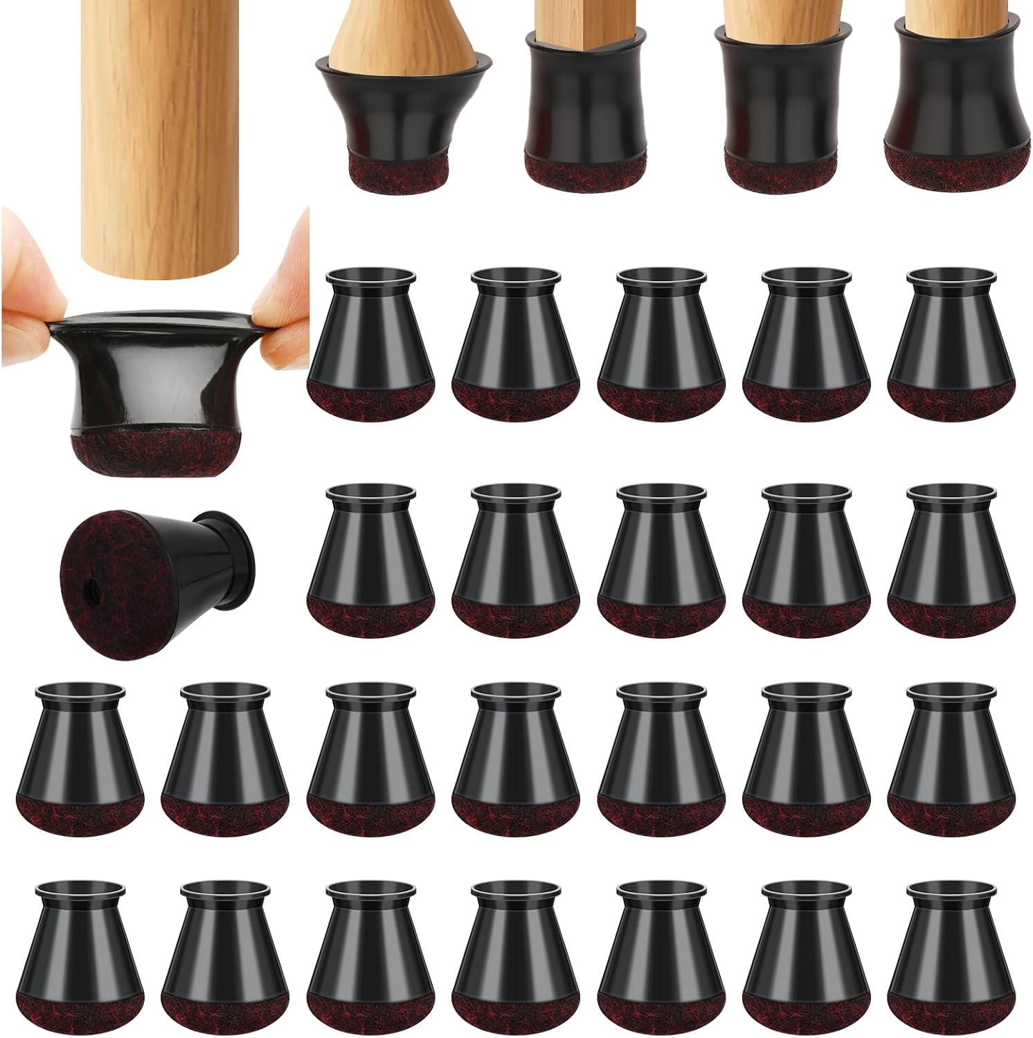 Detalle de Ouxayapl MZZYJD-24PCS stolbenskydd, 24-pack med filt för 14–20 mm