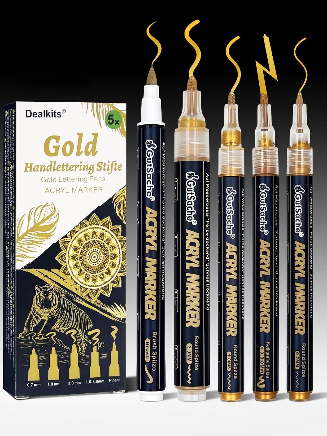Detalle de DealKits Goldene Acrylmarker Set mit 5 Stiften