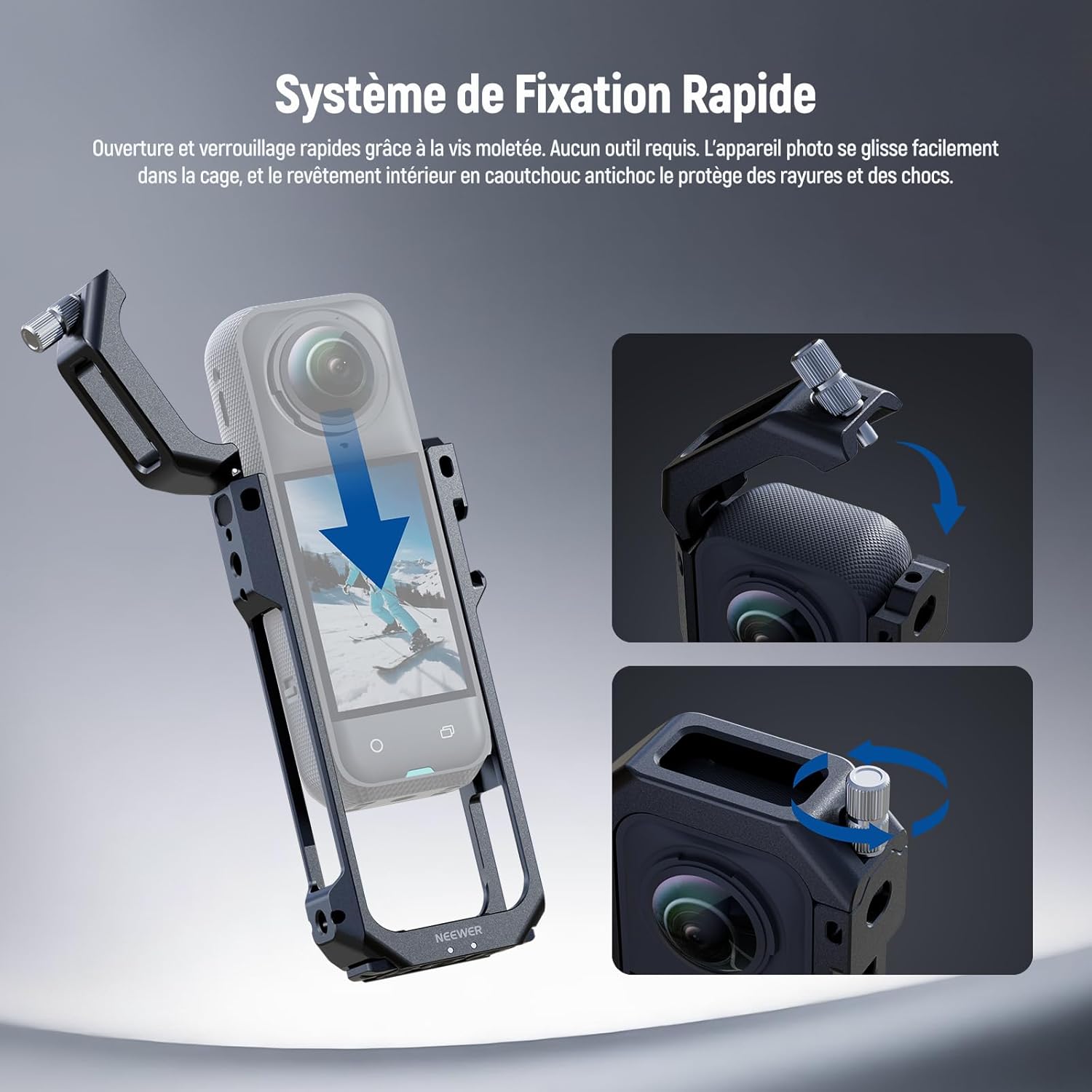 Thumbnail 1 de NEEWER Cage de protection pour Insta360 X5 avec fixation rapide et filetage 1/4
