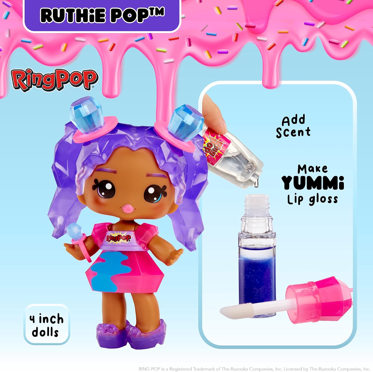 Detalle de Yummiland 556879-EUC Ruthie Pop – laleczka Ring Pop z błyszczykiem DIY