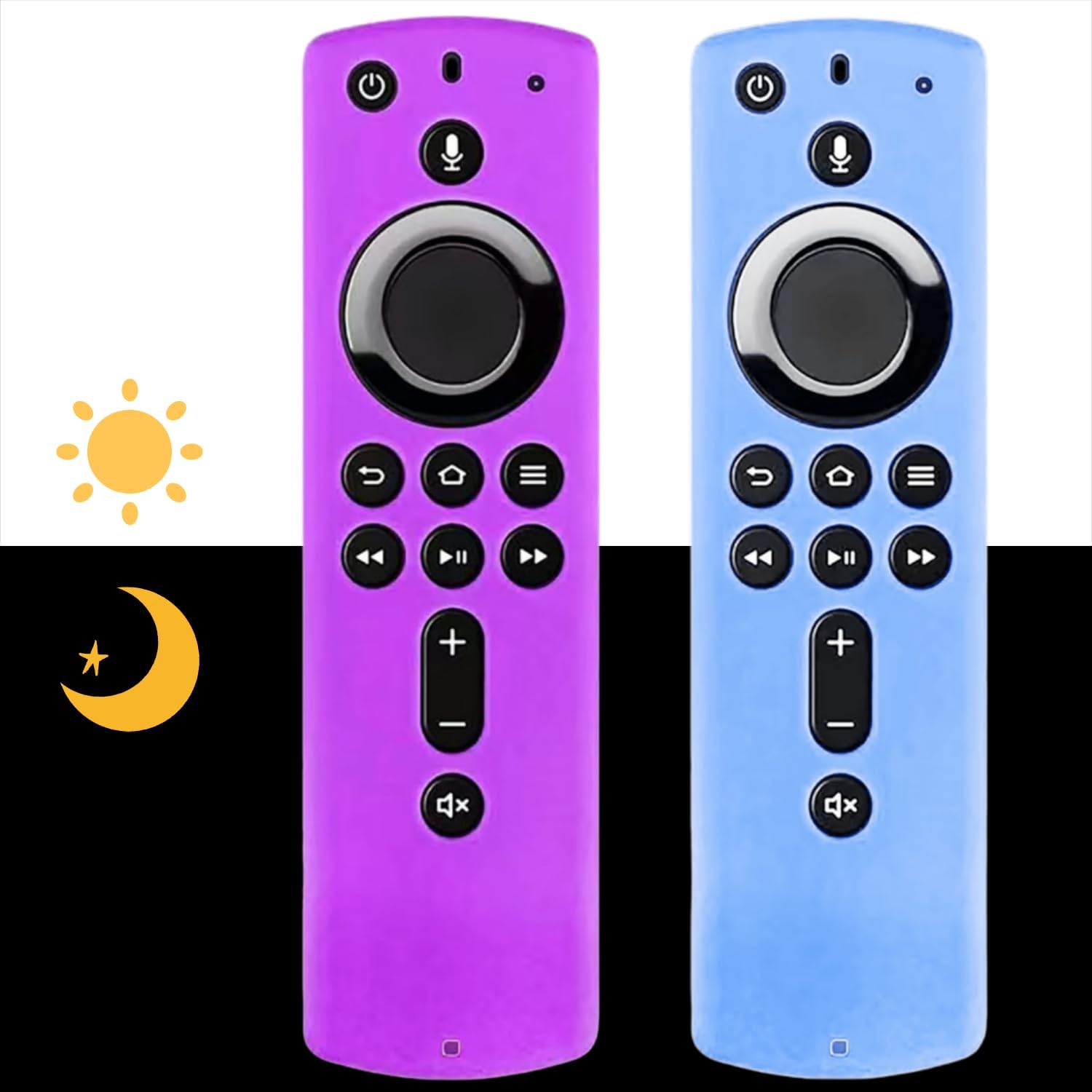 Detalle de 2 Pack Glow-in-the-Dark Protective Silicone Remote Covers (3rd Gen) – SkyBlue & Purple