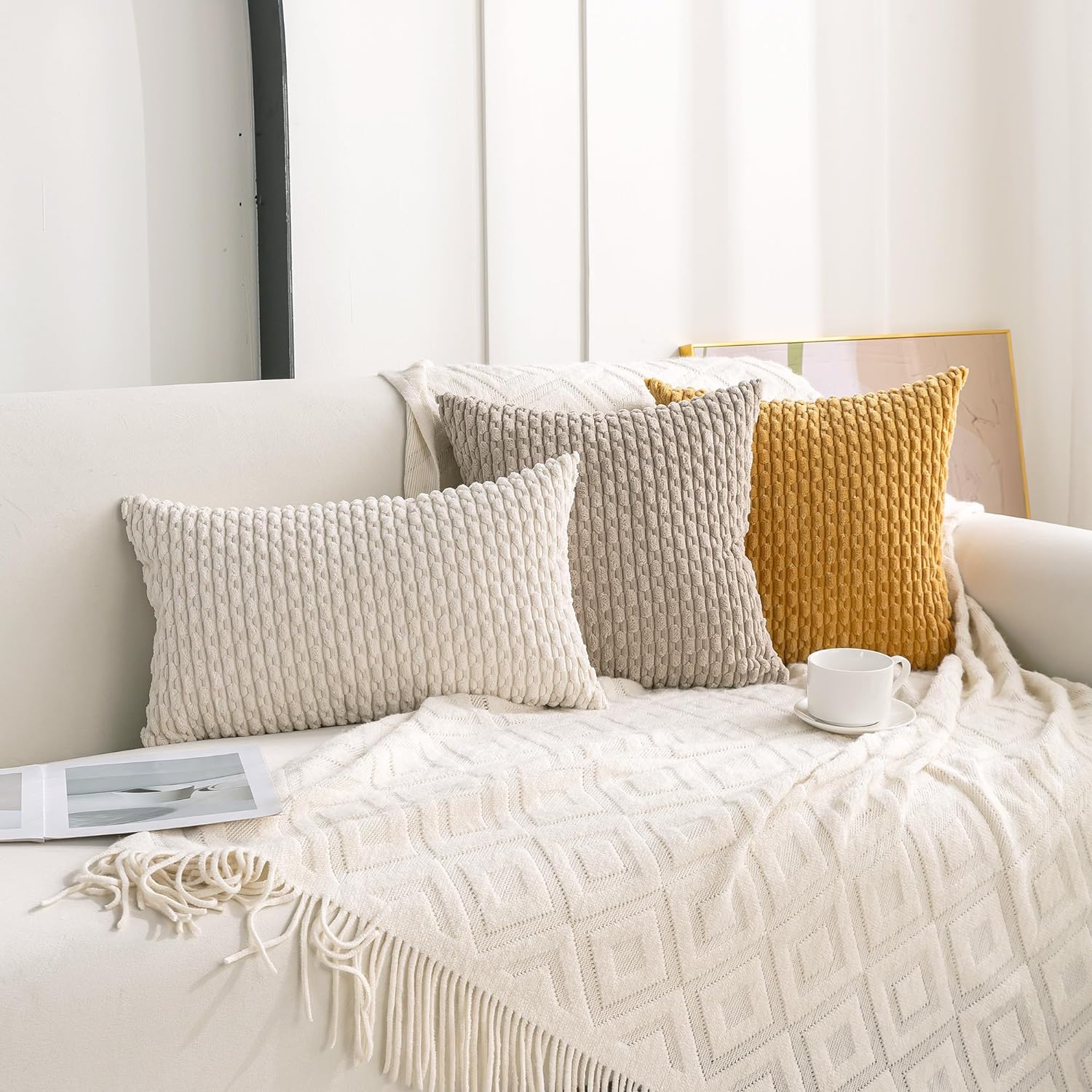 Thumbnail 2 de Cozoomy 4-Piece Corduroy Pillow Set ⚙