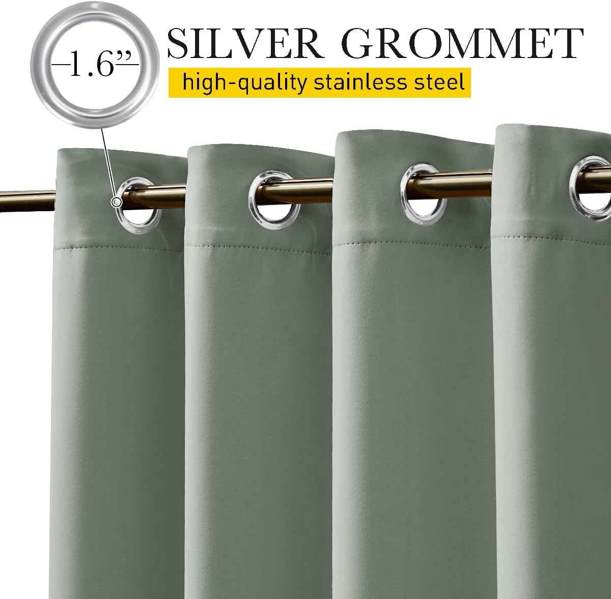 Detalle 1 de NICETOWN NTUSCGMBR1OTD2 Outdoor Curtains, Waterproof Sage Polyester, 52 x 108 Inches