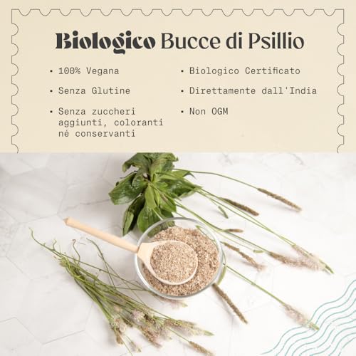 Detalle 2 de NaturaleBio Bucce di Psillio Bio 99%: fibre pure e vegan, senza glutine
