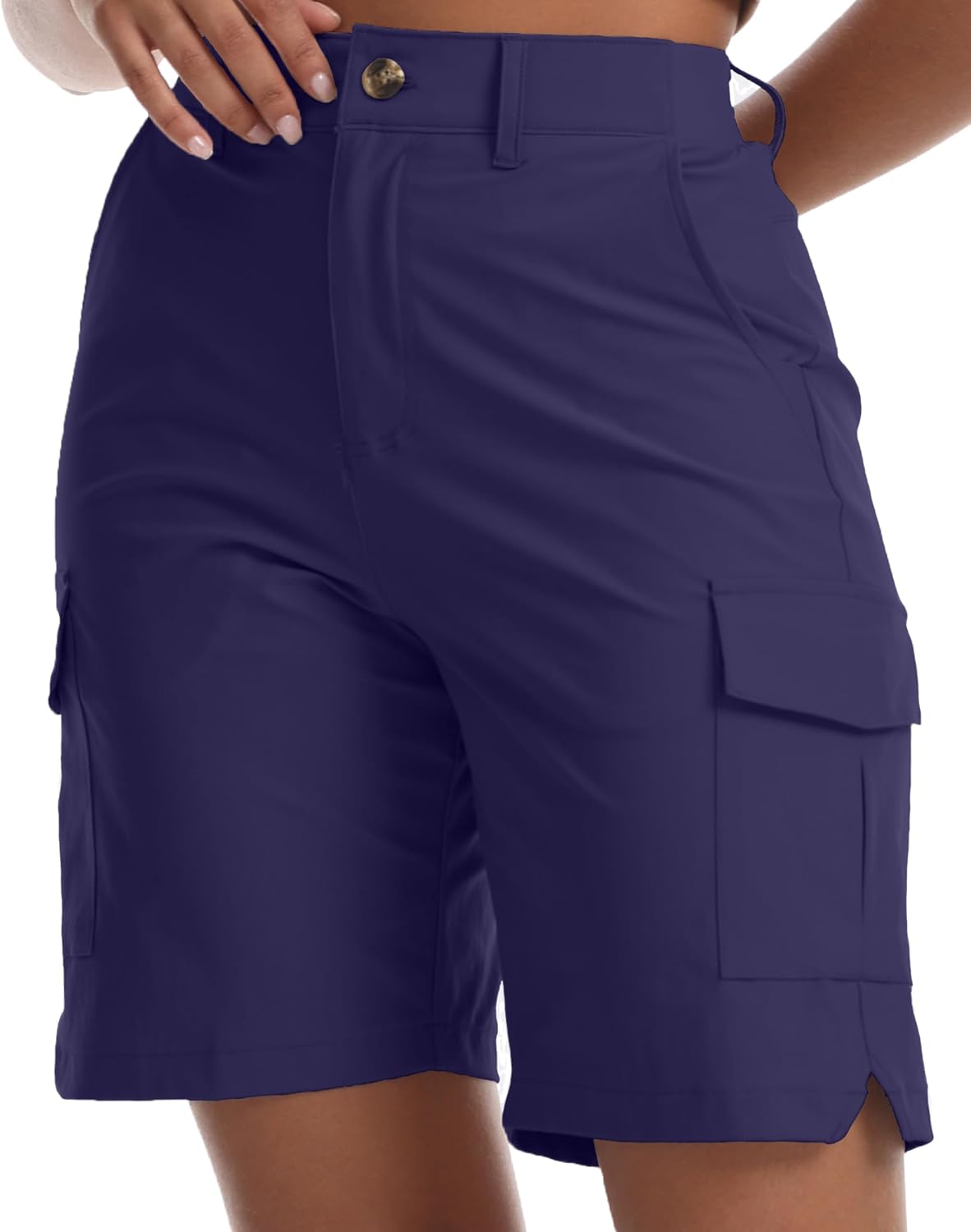 Detalle de Yoglegins Women's 8-Inch Cargo Hiking Shorts with 5 Pockets