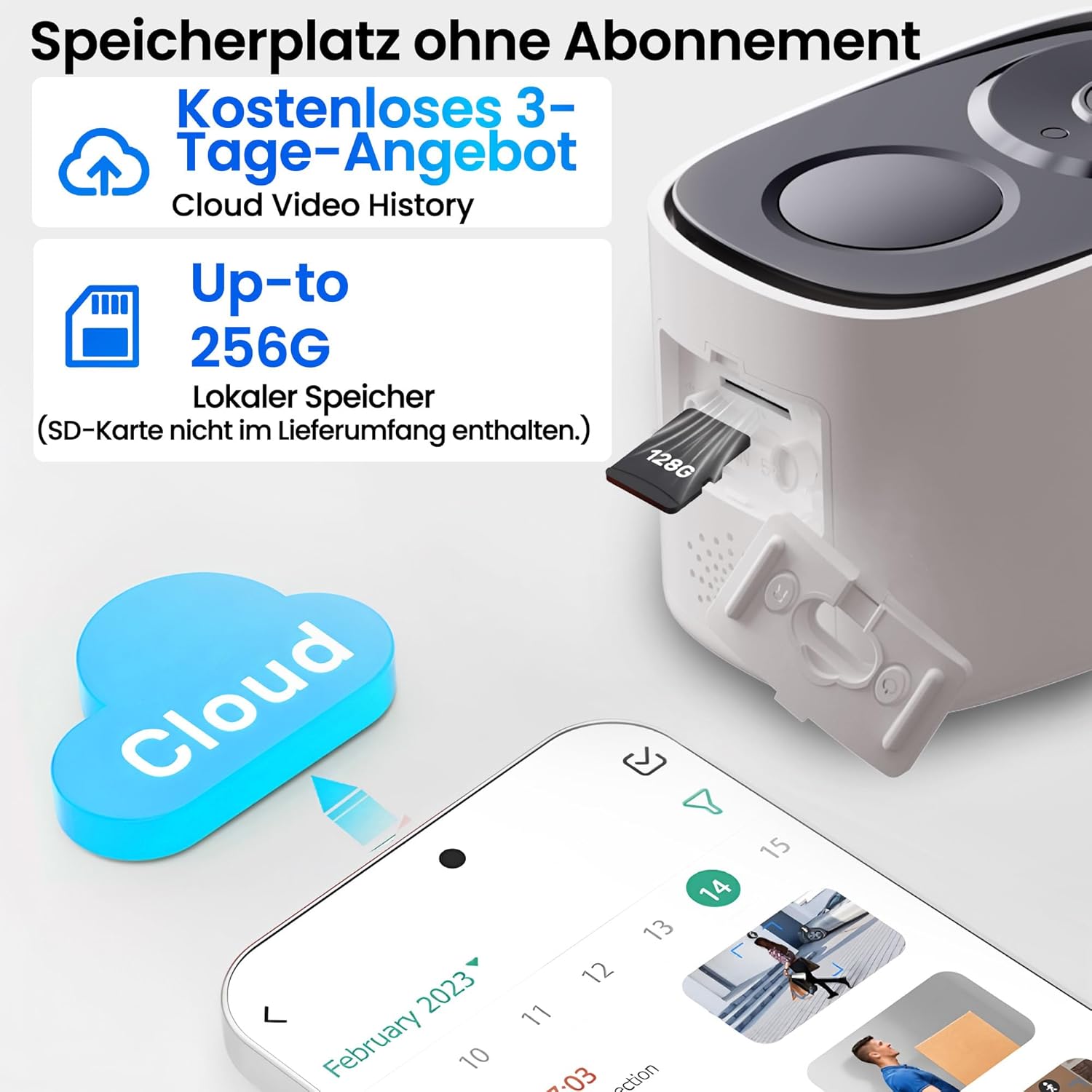Detalle de HITELLARCAM 2K Außenüberwachungskamera Akku – Dual-Band WLAN, Farb-Nachtsicht, KI-Erkennung, IP66