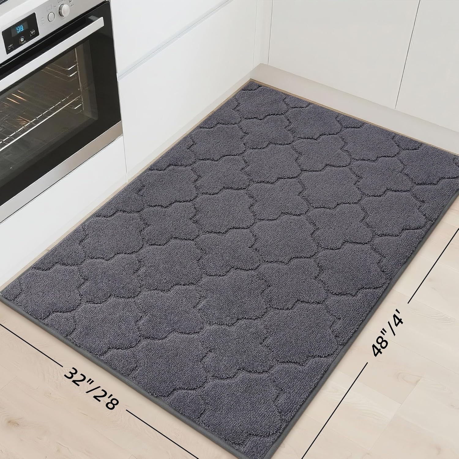 Detalle de COSY HOMEER Kitchen Rugs 32"x48": Non-Slip, Washable, Absorbent Kitchen Mat