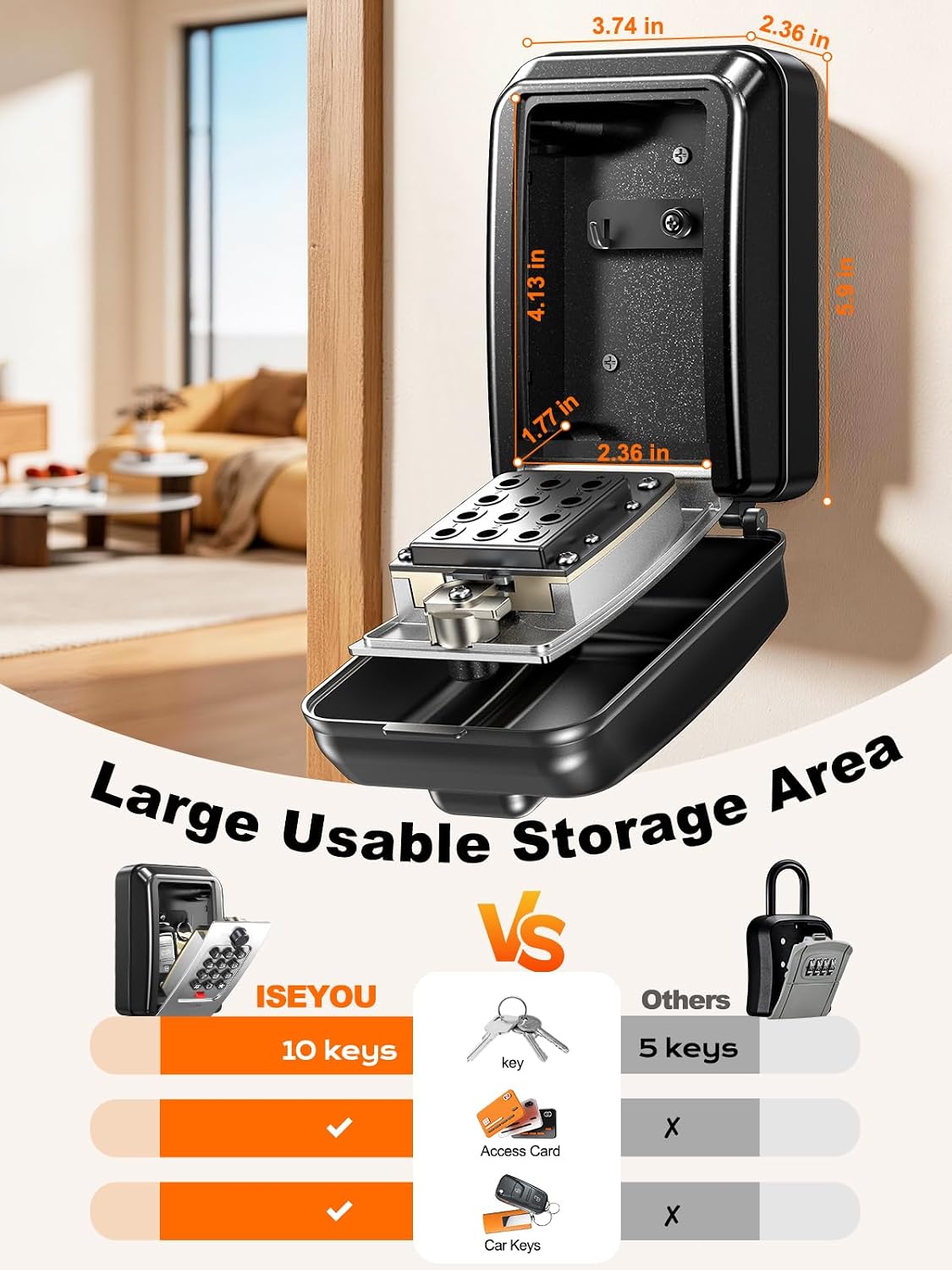 Thumbnail 2 de ISEYOU Key Safe Wall Mounted: Heavy Duty Outdoor Lock Box