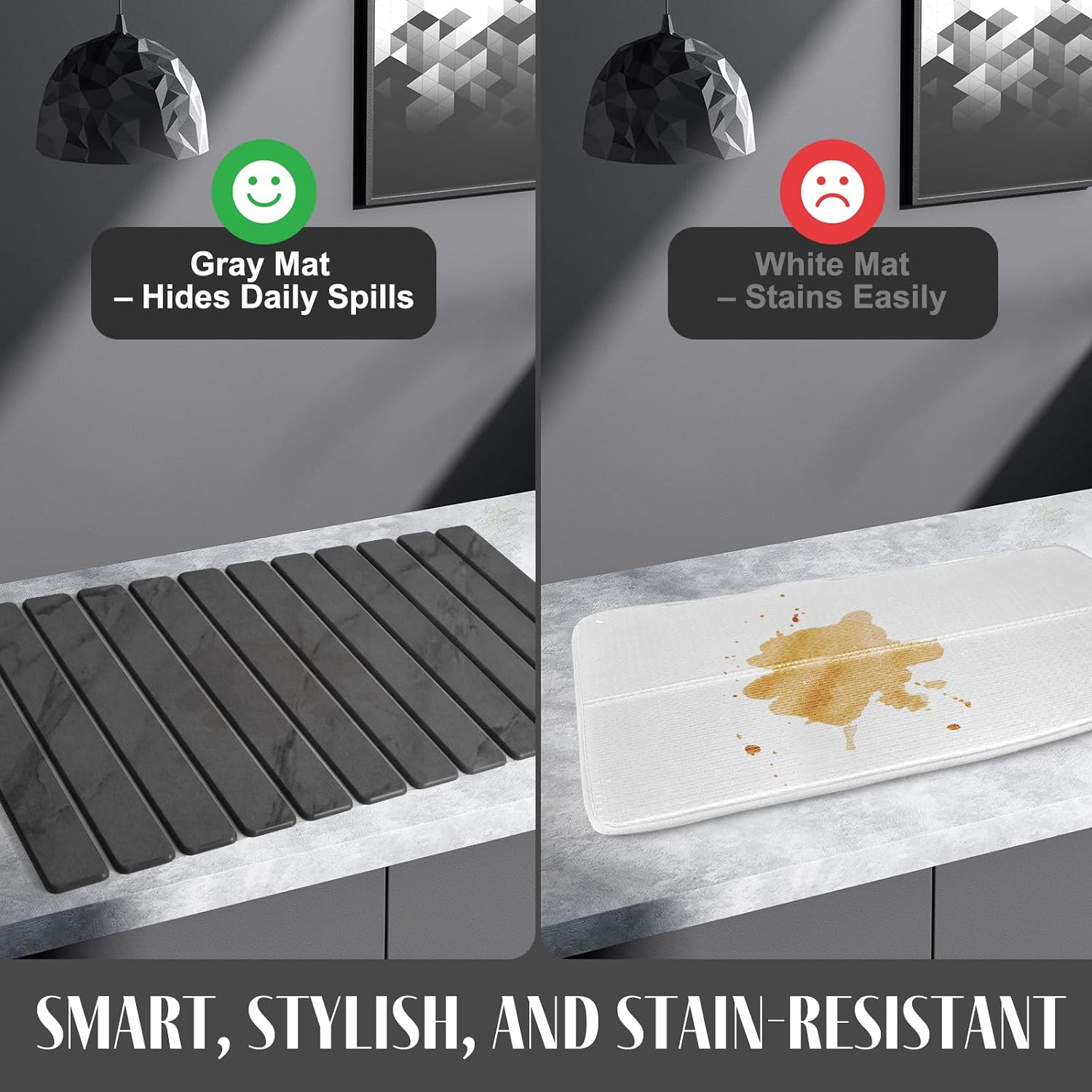 Detalle de LONSTA gdgfd Diatomite Dish Drying Mat, 71 × 41 cm, Foldable Marble Look