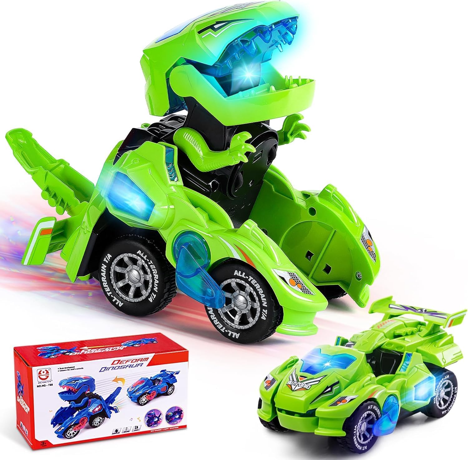 Detalle de Yellcetoy Dinosaurier Transform Auto mit 3D-LED