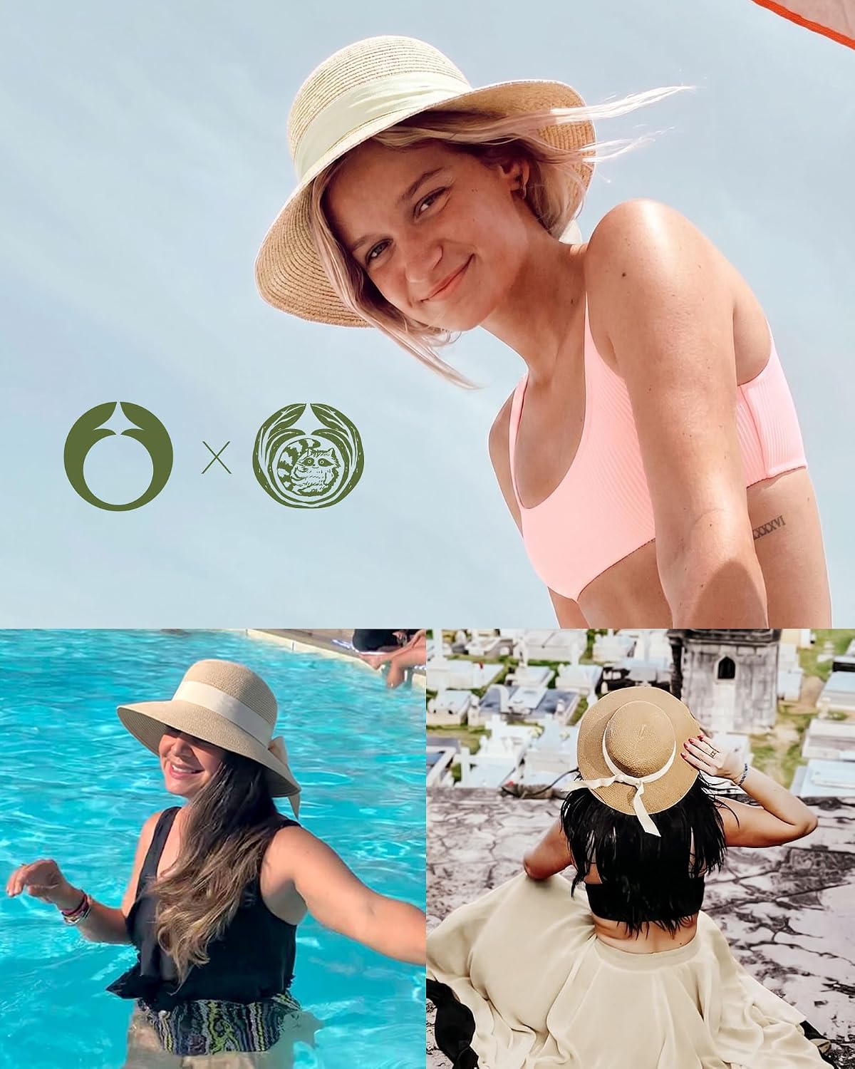 Thumbnail 4 de FURTALK Beach Sun Straw Hat UPF 80+