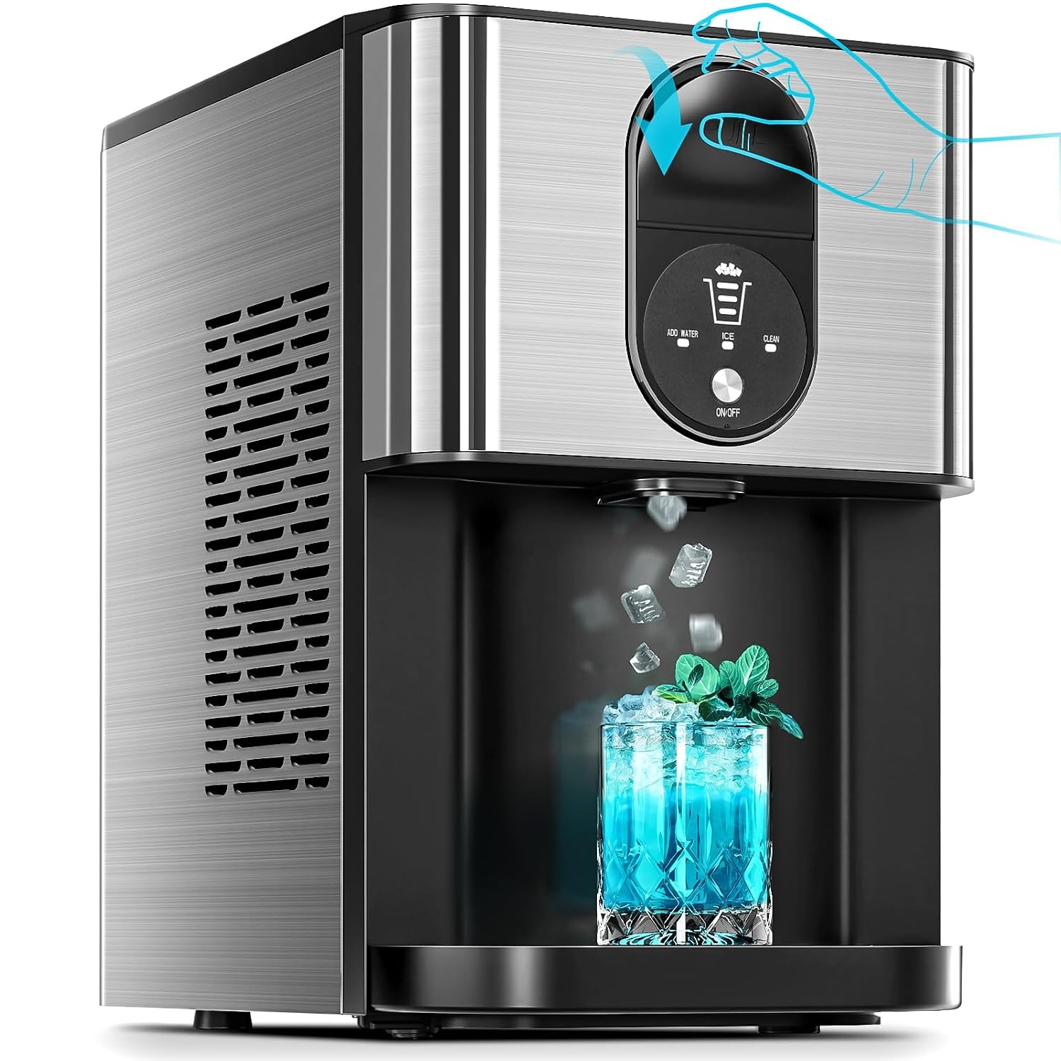 Detalle de Kismile HZB-20DN Nugget Ice Maker, 44 lb/24h, Self-Cleaning, Silver