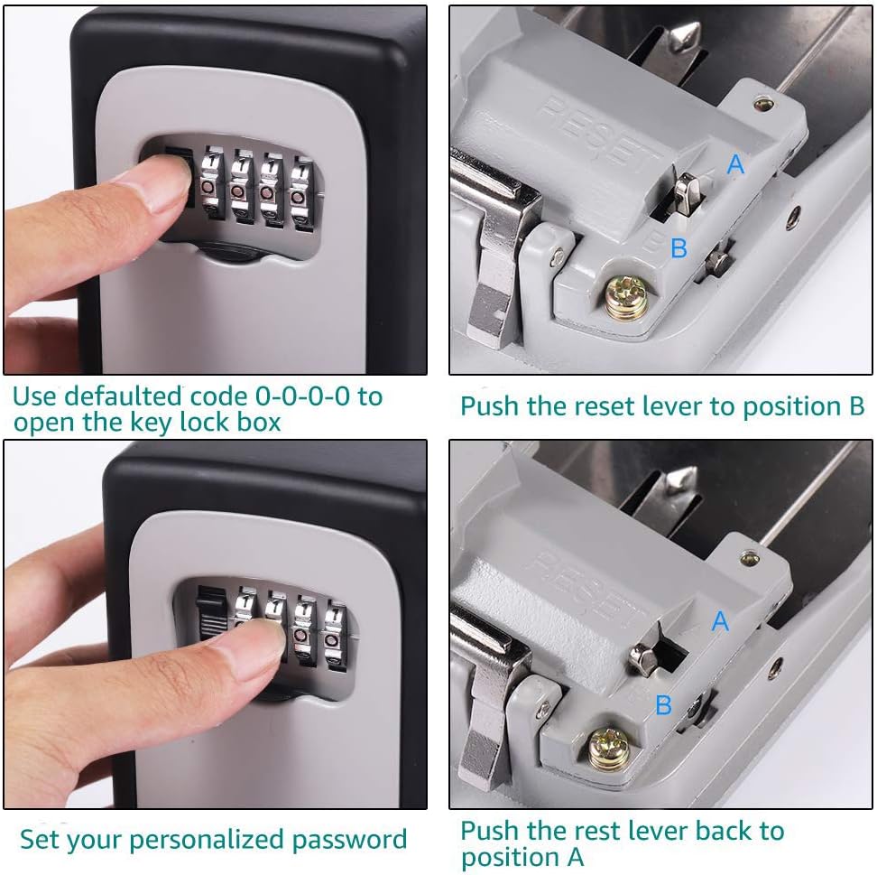 Detalle de BeskooHome Key Safe Wall Mounted Lockbox with Weather-Resistant Zinc Alloy body