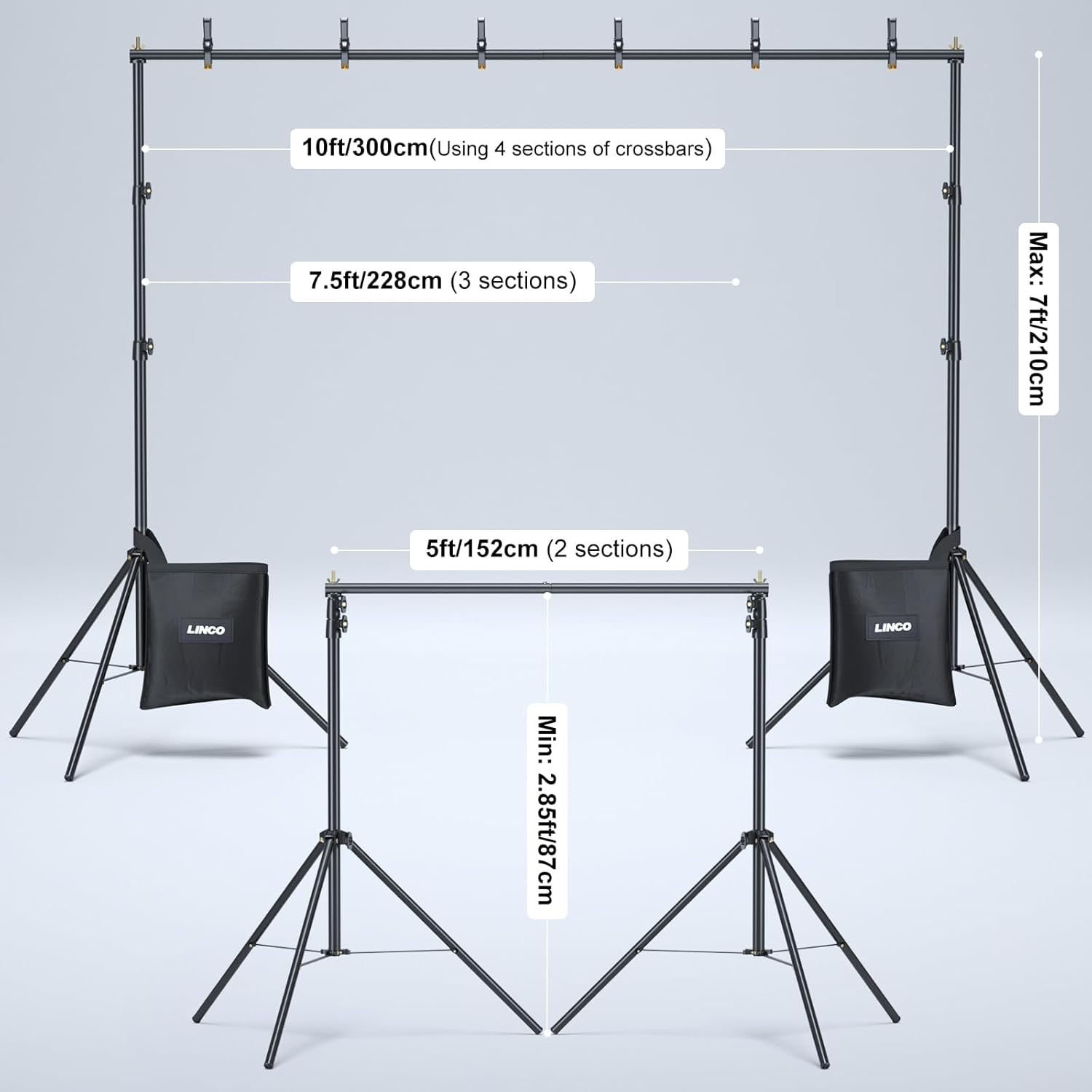 Detalle 2 de LINCO Backdrop Stand Kit 10x7 ft backdrop support