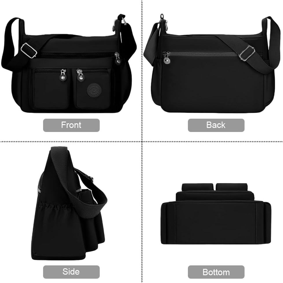 Detalle de Aucuu Sac Bandoulière Femme en Nylon — Multi-poches, Imperméable et Réglable