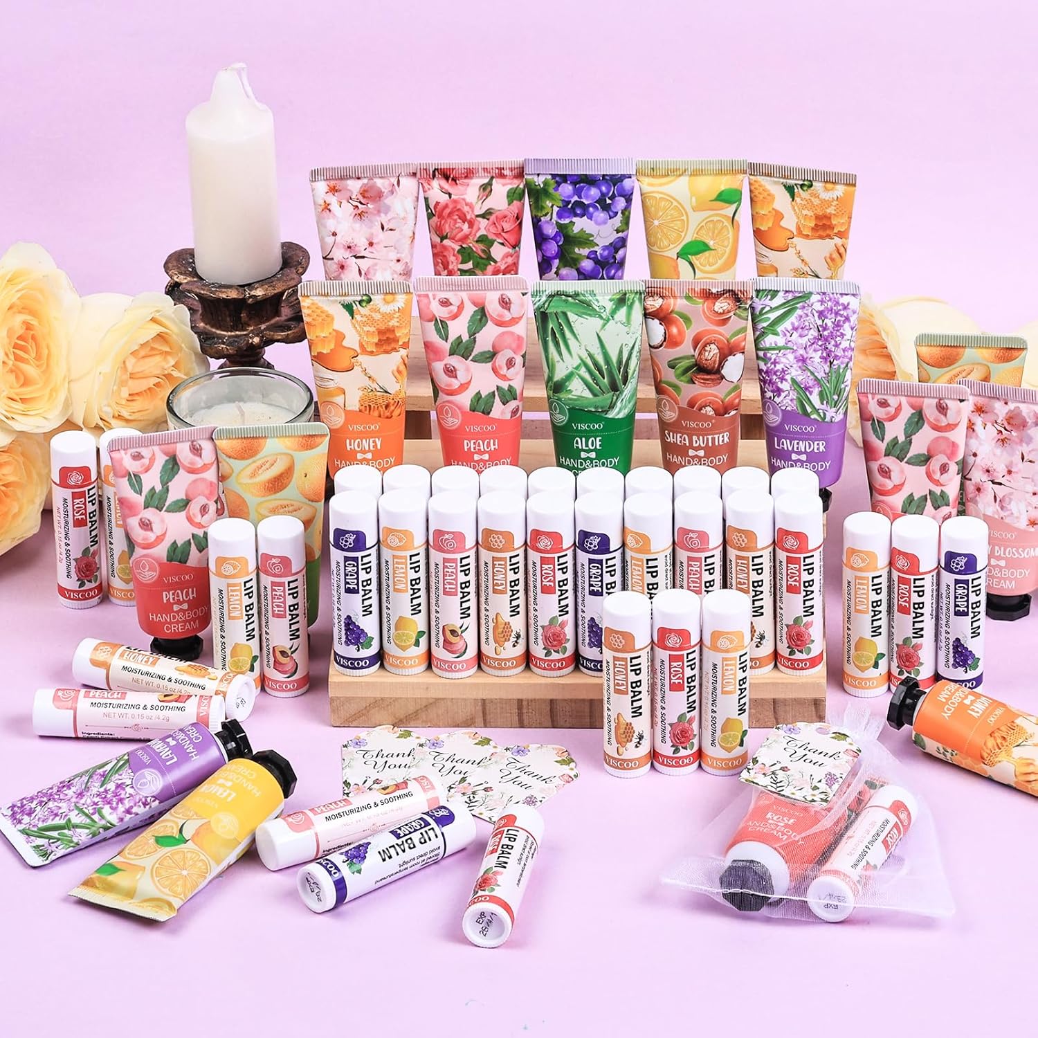 Thumbnail 6 de VISCOO 40 Sets Hand Cream and Lip Balm Bulk Gift Set