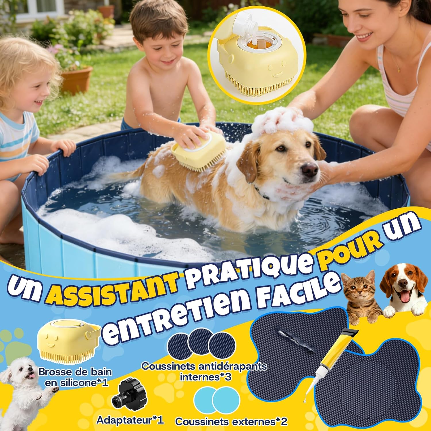 Detalle de JONRRYIN Piscine pour Chien 120 x 30 cm – Pliable, stable et antidérapante