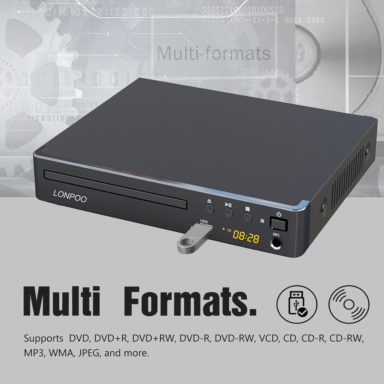 Thumbnail 6 de LONPOO HDMI DVD Player for TV (Compact Multi-Region) with USB Playback and Remote