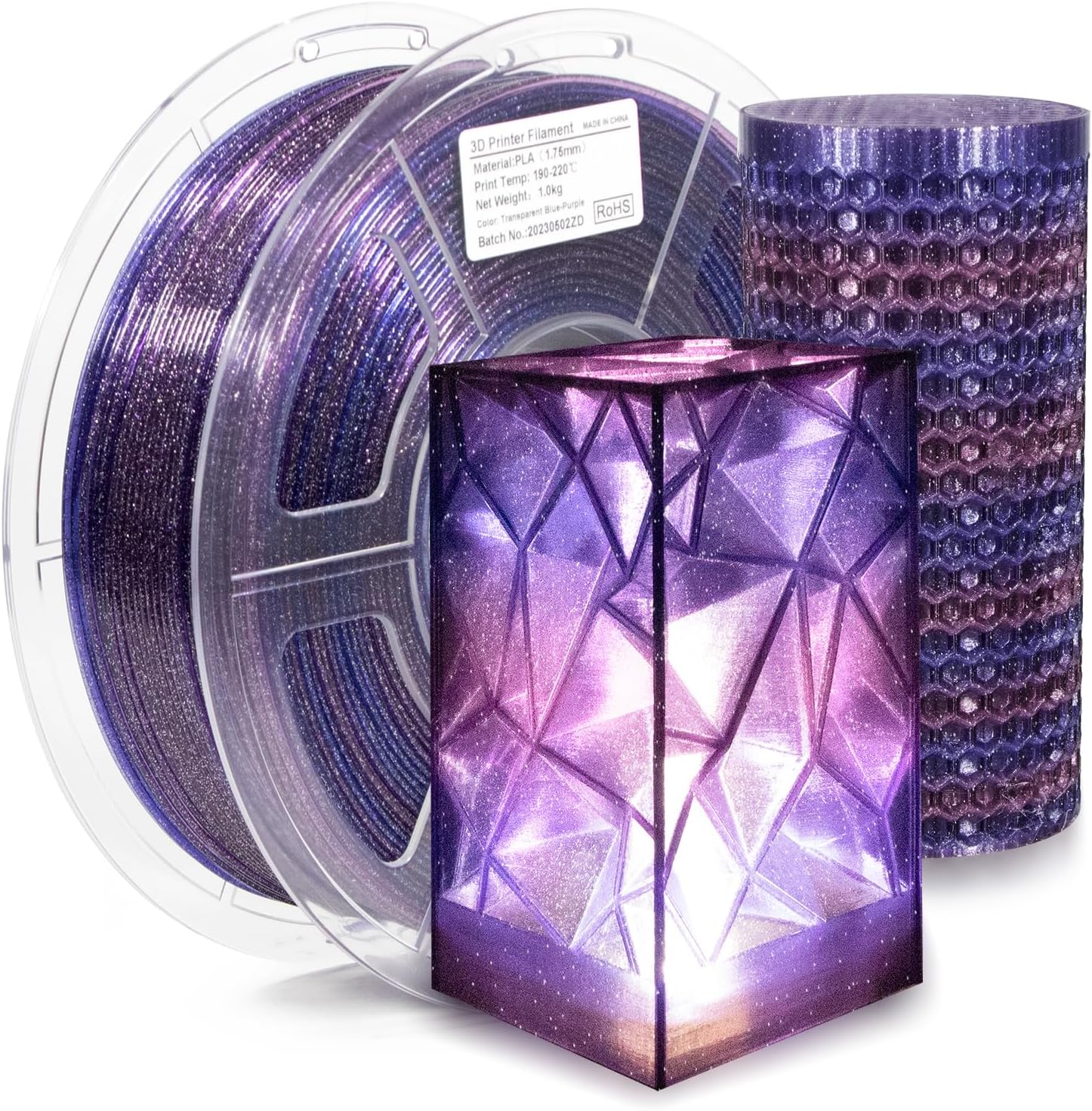 Detalle de iSANMATE PLA Transparent Glitzer 1KG 1,75 mm