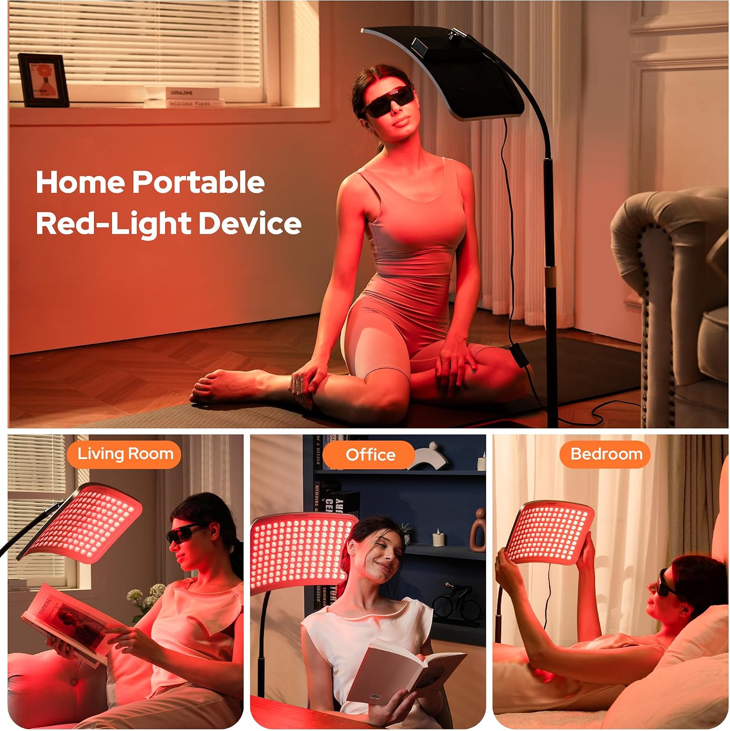 Detalle de SUNKENET LTFL002 Red Light Panel, 660 nm Red and 850 nm Infrared, 25 W
