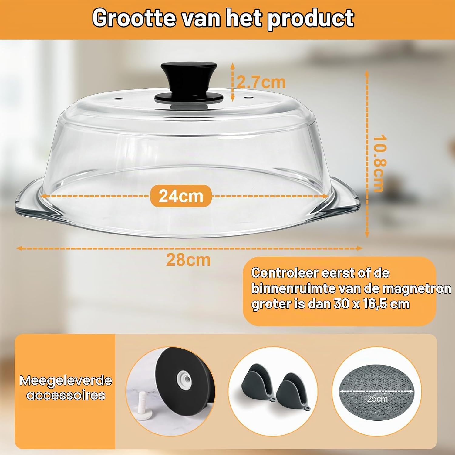 Thumbnail 6 de wishfly Cloche Micro Onde Verre glazen magnetrondeksel met dubbele ontluchting