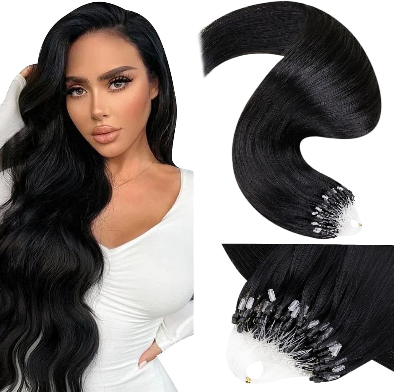 Detalle de LaaVoo extension microring capelli veri 50 g