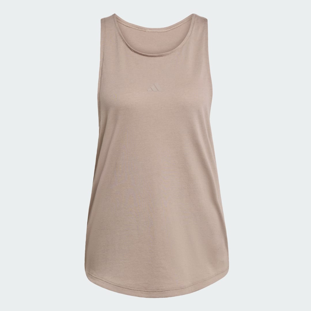 Detalle de Adidas Yoga Essentials, camiseta de tirantes marrón