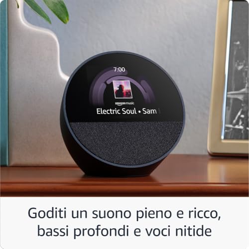Detalle de Amazon Echo Spot (modello 2024) – sveglia intelligente con Alexa+