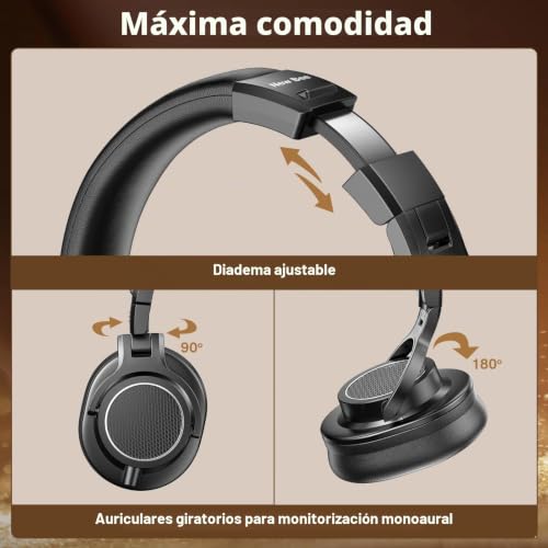 Detalle 2 de New Bee: Auriculares de estudio over-ear con drivers de 50 mm y conectividad Pro-Gear