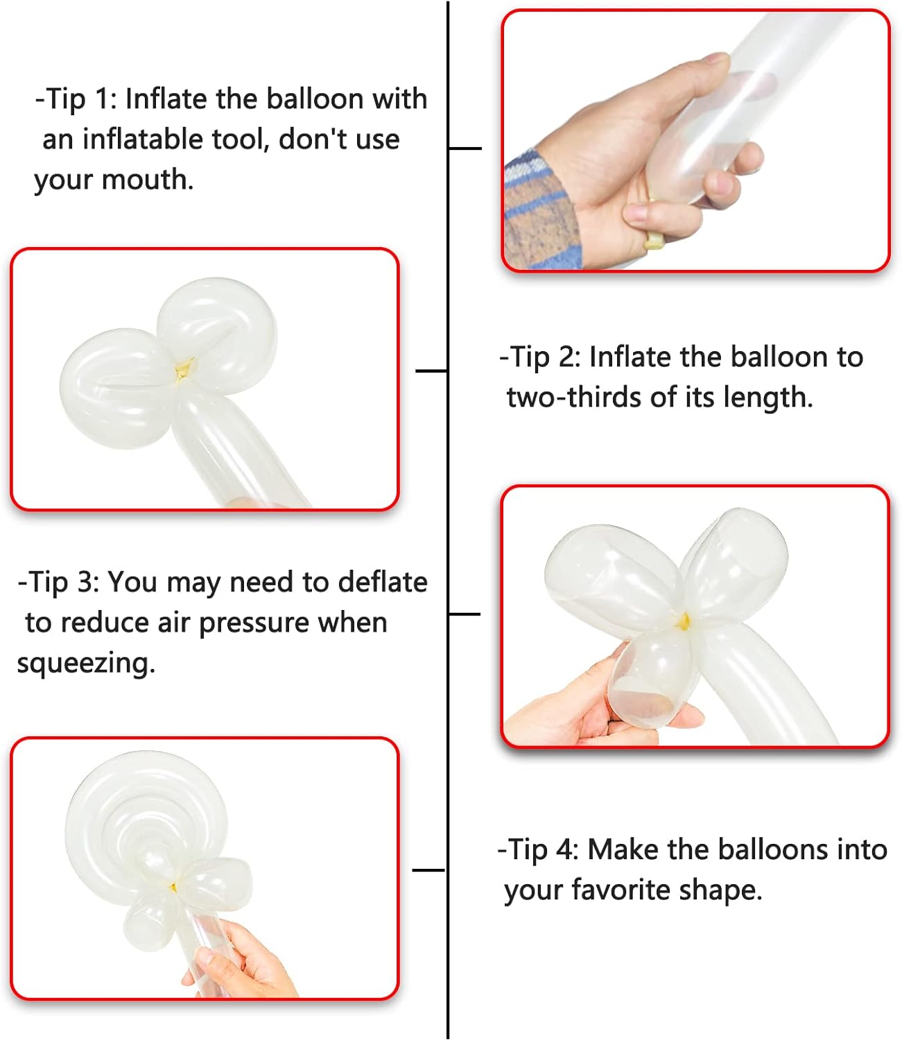Detalle de Clear 260 Balloons 100Pcs – Long Skinny Modelling Latex Balloons for Beginners