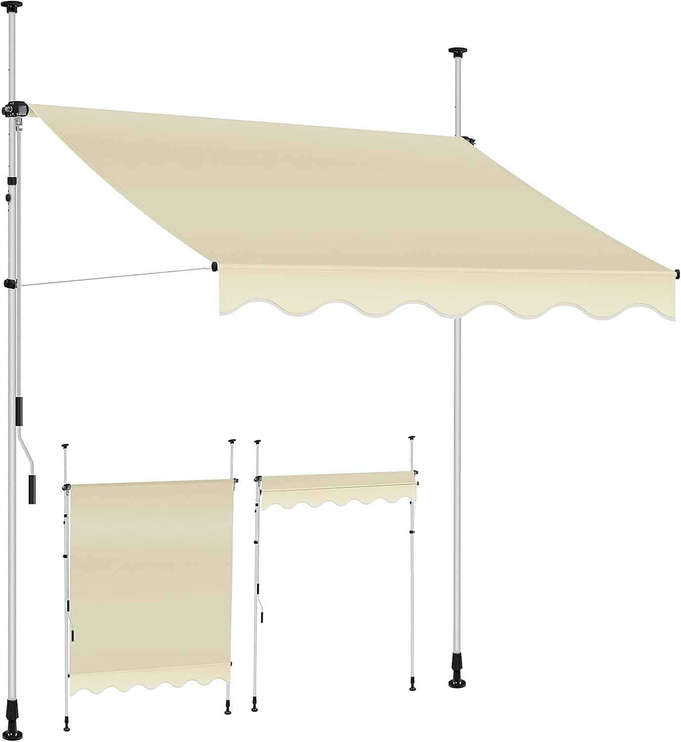 Detalle de KESSER® Klemmmarkise mit Handkurbel für Balkon – 250 cm Breite