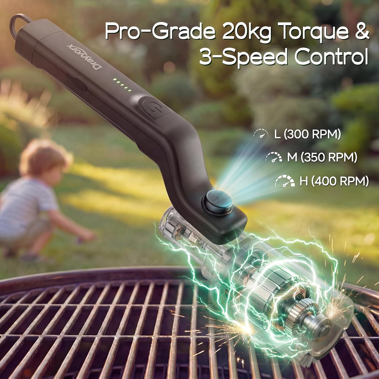 Thumbnail 3 de Drayvorx Electric Grill Brush with 3 Speeds, Type-C Rechargeable, 20kg Max Torque BBQ Cleaner