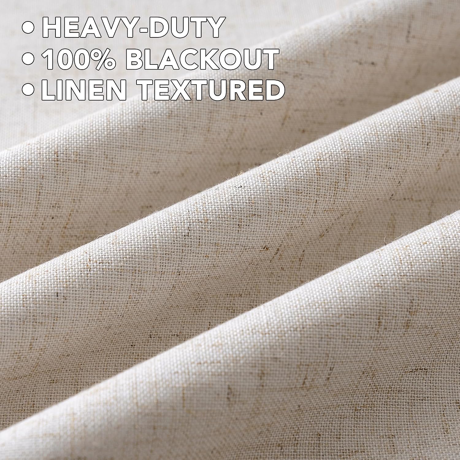 Thumbnail 4 de H.VERSAILTEX Linen Blackout Curtains (100% Blackout) with Nickel Grommets, 2 Panels, 84 inch Length