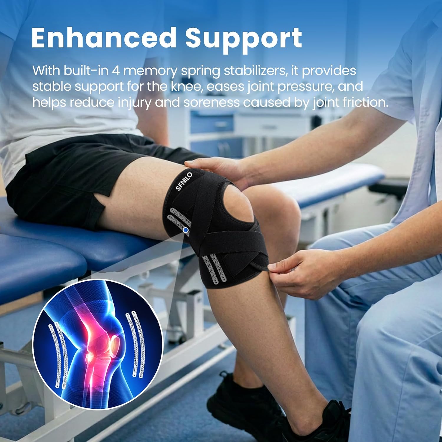 Thumbnail 3 de SFNILO XX-Large Knee Brace with Side Stabilizers, Gel Pads and Adjustable Straps