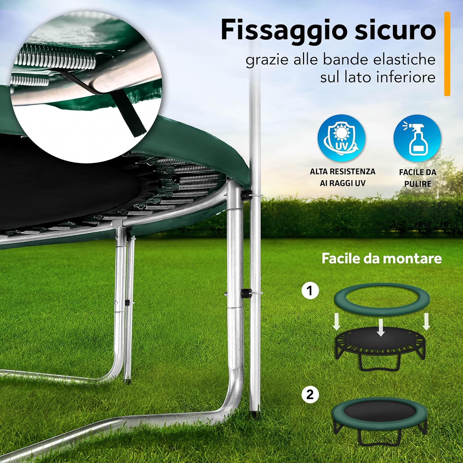 Thumbnail 2 de KIDUKU Copertura Bordo Imbottitura Protettiva per Trampolino – Protezione elastica e resistente 244–427 cm