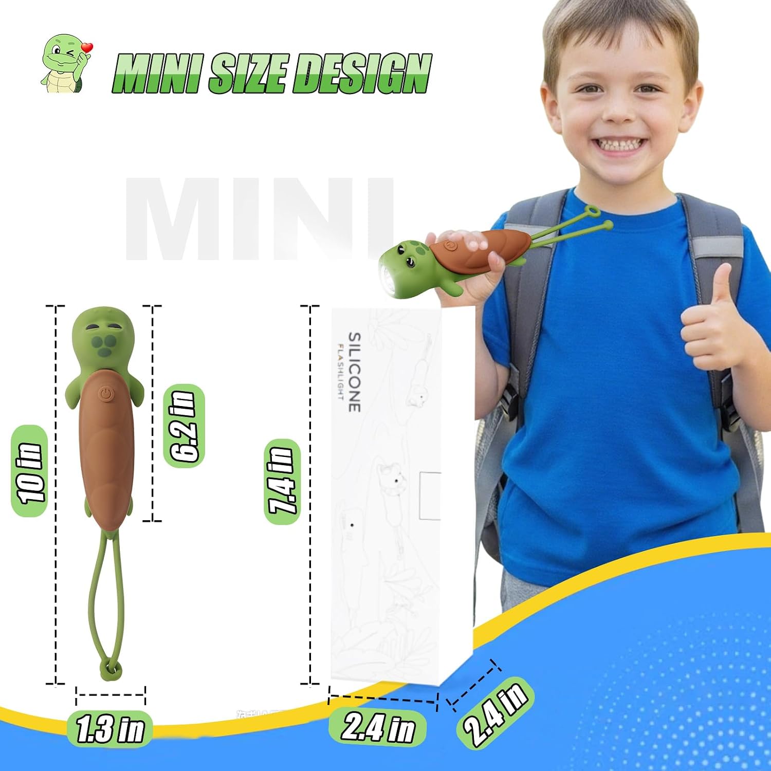 Detalle 2 de Kindertaschenlampe ZKLiLi Schildkröte 24 Std