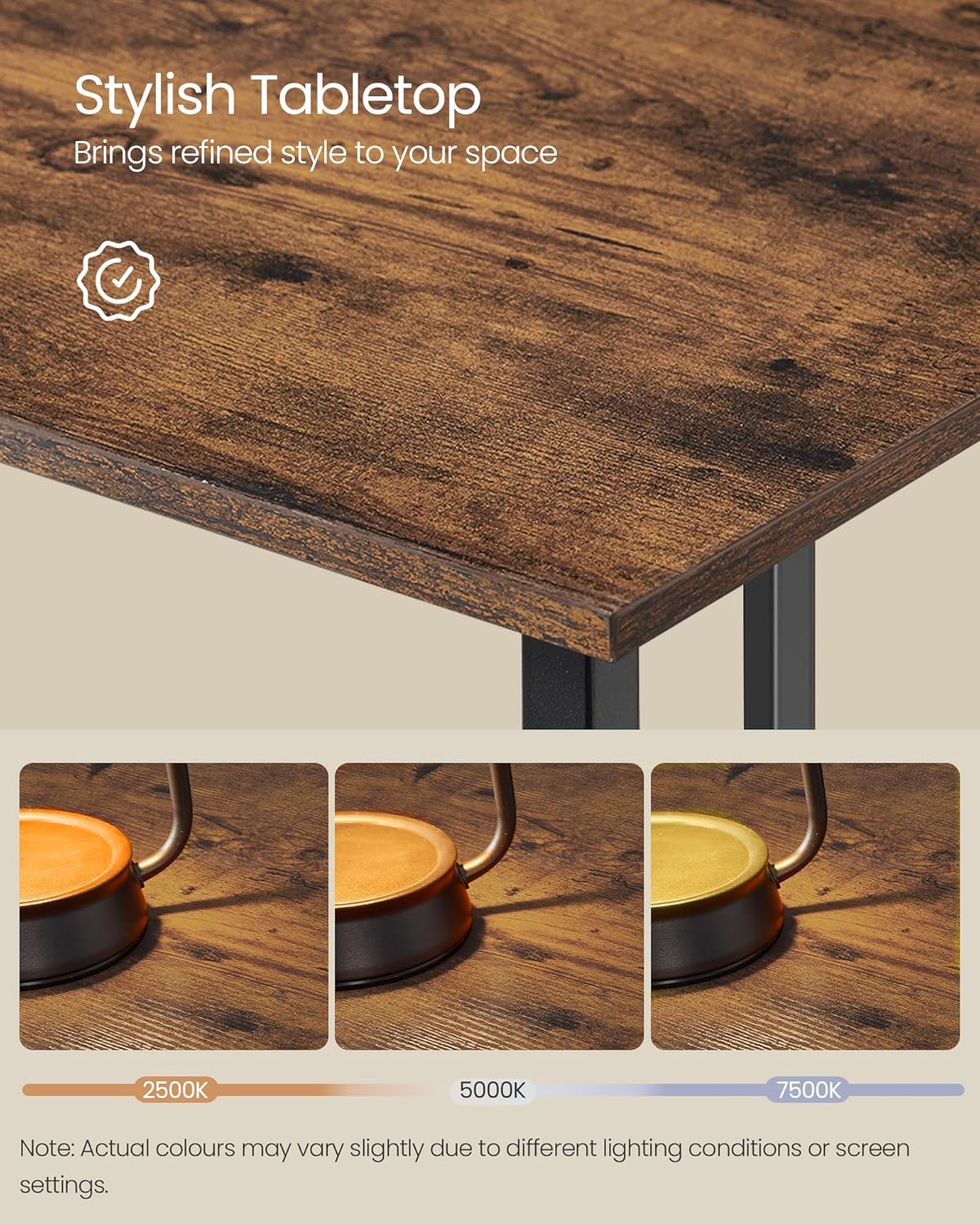 Thumbnail 6 de VASAGLE L-Shaped Corner Desk (LWD123K01V1) — 130 x 130 cm, Rustic Brown & Ink Black