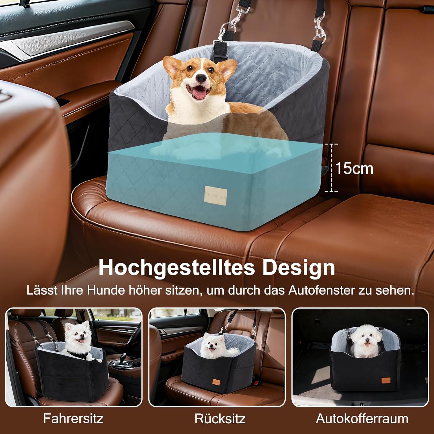 Detalle 2 de Asiento de coche para perros medianos 13,6 kg
