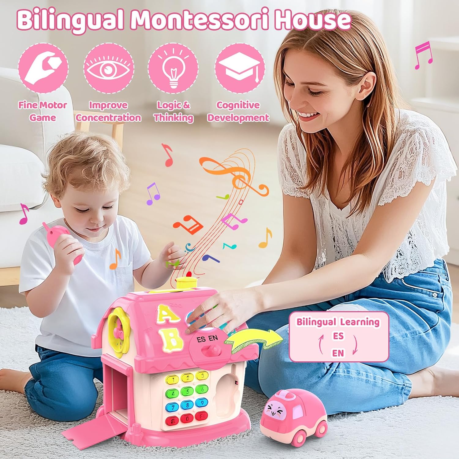 Detalle 2 de Fidecexv 12-in-1 Montessori Musical House toddler toy