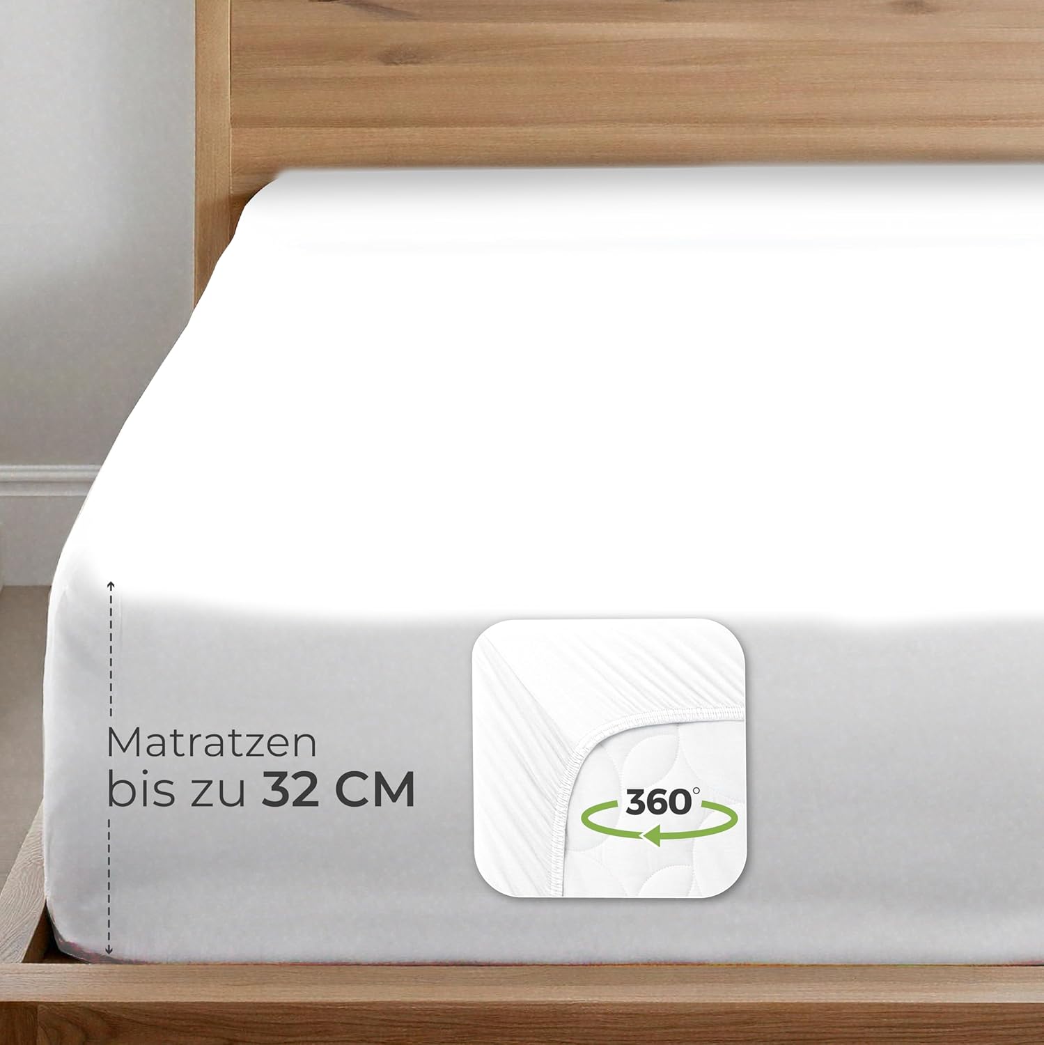 Thumbnail 2 de Dreamzie Premium Spannbettlaken 140–160x200 cm aus 100% Jersey Bio-Baumwolle (weiß)