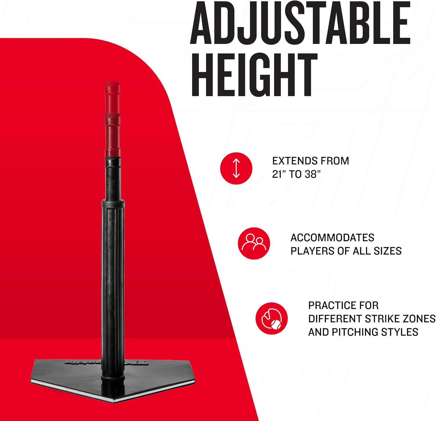 Detalle 2 de Franklin Sports Batting Tee, Adjustable 21–38 Inches