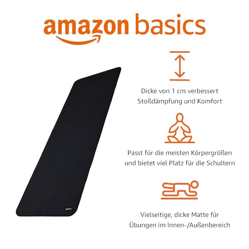 Thumbnail 1 de Amazon Basics Yogamatte Extradick 1 cm – 183 x 61 cm, rutschfest, schwarz