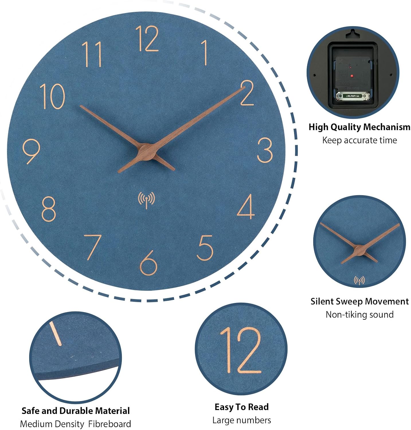 Detalle 2 de ACCSHINE Horloge Murale silencieusement radiogestuurde wandklok 30 cm