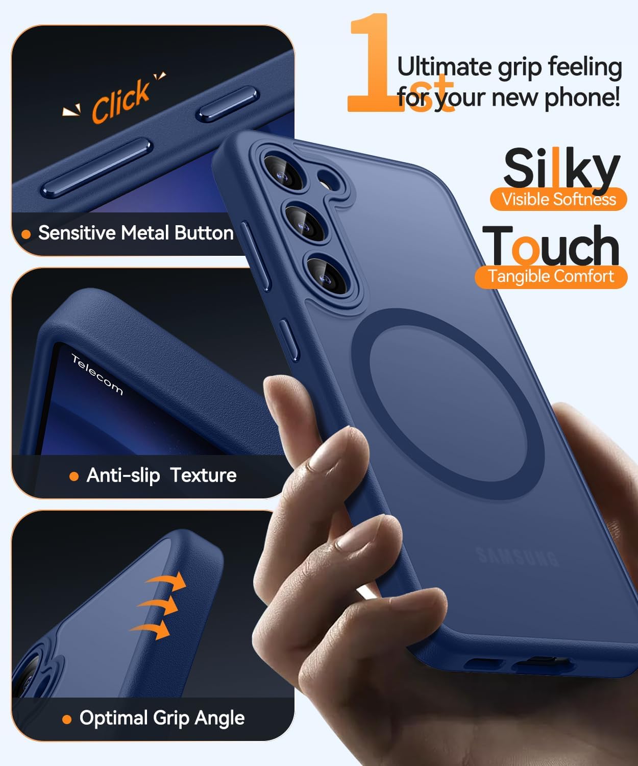 Thumbnail 4 de CANSHN Cover magnetica per Samsung Galaxy S23 da 6,1” con protezione fotocamera a copertura totale, blu profondo