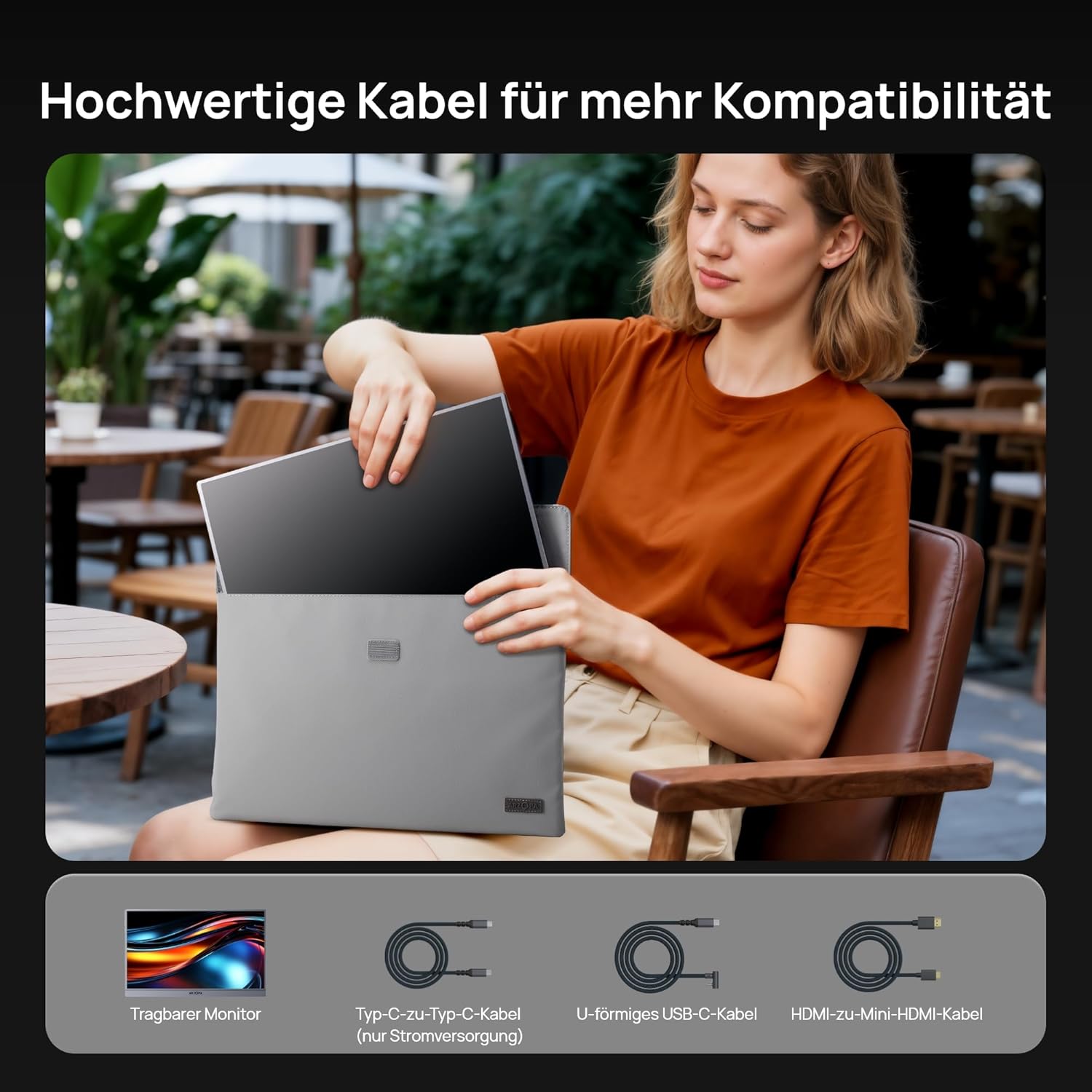 Thumbnail 6 de ARZOPA 16,1 Zoll Tragbarer Monitor – 100% sRGB, FHD, HDR, IPS, Space Grau