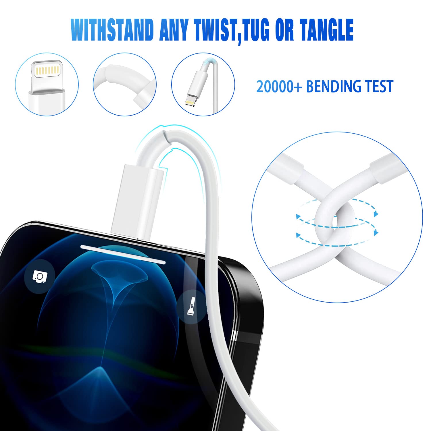 Detalle 2 de Apple Lightning Cable 3ft 3-Pack fast charging