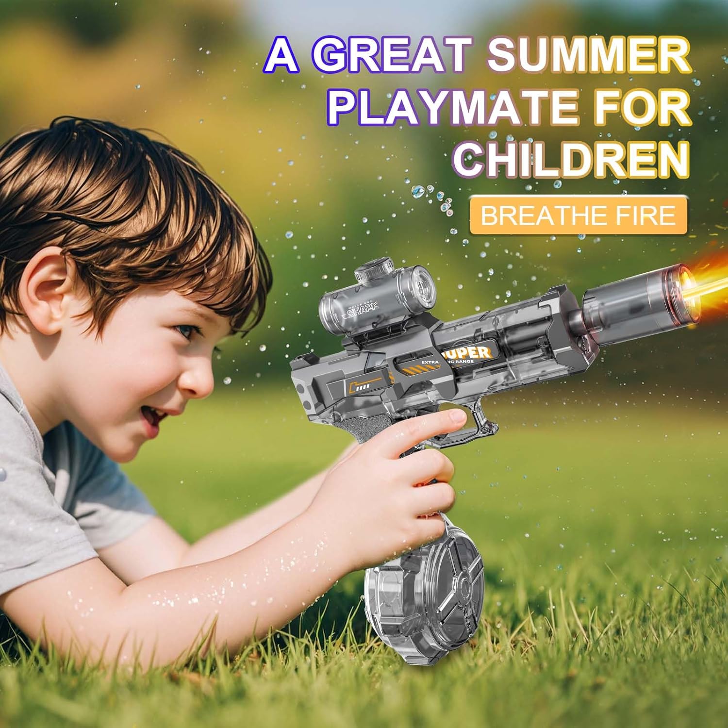 Detalle de 2-Pack Electric Water Guns for Adults and Kids with LED Lights – Ultra Long Range, 320cc Capacity (Grey + Blue)